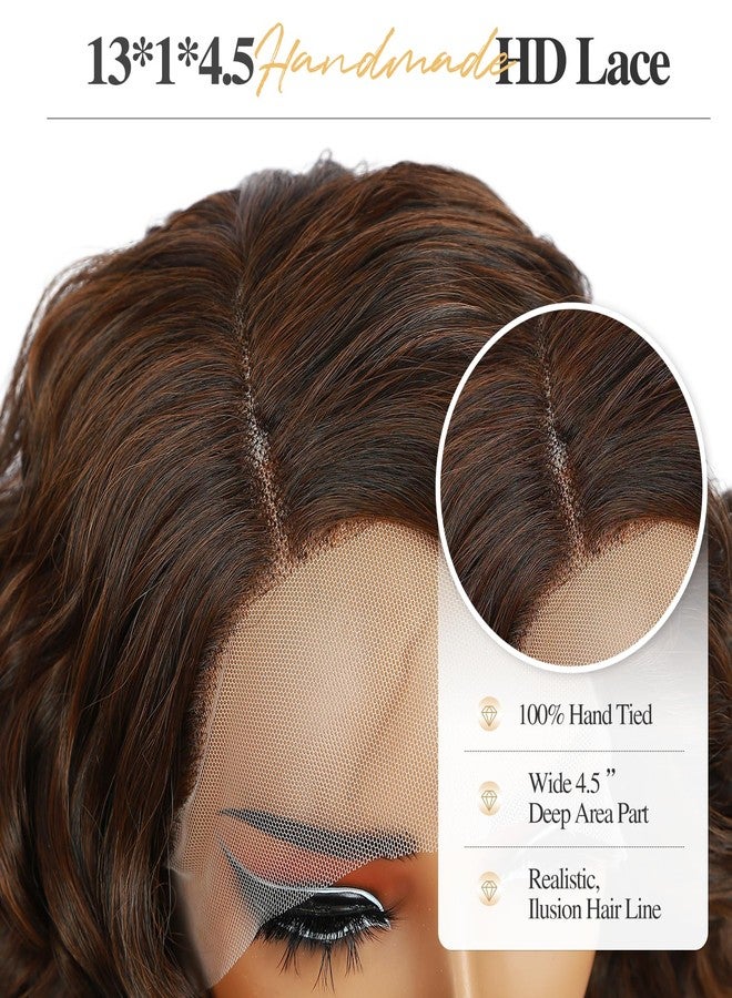 Quantum Love Short Curly Wavy Wigs Curly Bob Lace Front Wig for Women Short Body Wave Side Part Synthetic Mix Brown Wig 14 inches - Image 5